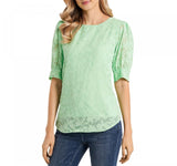 Vince Camuto Jacquard Puff Sleeve Top 9121049 Green S