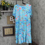 White Mark Womens Plus Size Floral Short Sleeve Knee Length Dress PS327