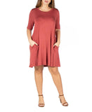 24seven Comfort Apparel Womens Plus Size Knee Length Pocket T-shirt Dress