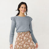 Lc Lauren Conrad Womens Cable-Knit Ruffle Sweater WL23S021RS