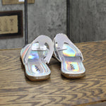 DKNY Women's Footwear Isha Flat Sandal K4169795 Silver Iridescent Halcott 9M