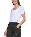 Dkny Jeans Women's Cropped Tied-Sleeve T-Shirt E22F8HIG White M