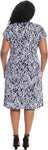 London Times Women's Leaf Print V-Neck Ruffle Sleeve Dress T6085M