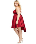 B. Darlin Womens Trendy Plus Size High-Low Gathered Dress 9328910 Ruby Red 16W