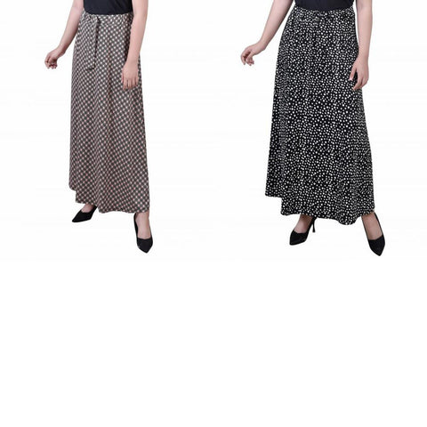 Ny Collection Womens Petites Polka Dot Belted Maxi Skirt PITK8021