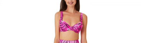 California Waves Juniors' Topaz Tiger Underwire Bralette Bikini Top Pink XS