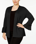 Alfani Womens Plus Size Tie-Sleeve Cardigan 79606W Black 1X