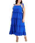 Vince Camuto Womens Plus Size Ruffle-Trim Tiered Maxi Dress 92322B941