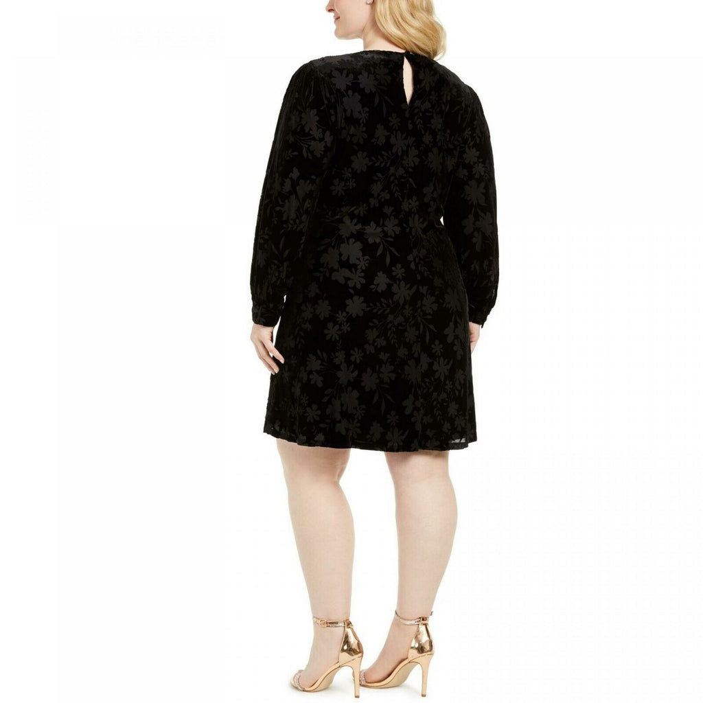 Calvin Klein Women's Plus Size Puff Sleeve Burnout Print Dress