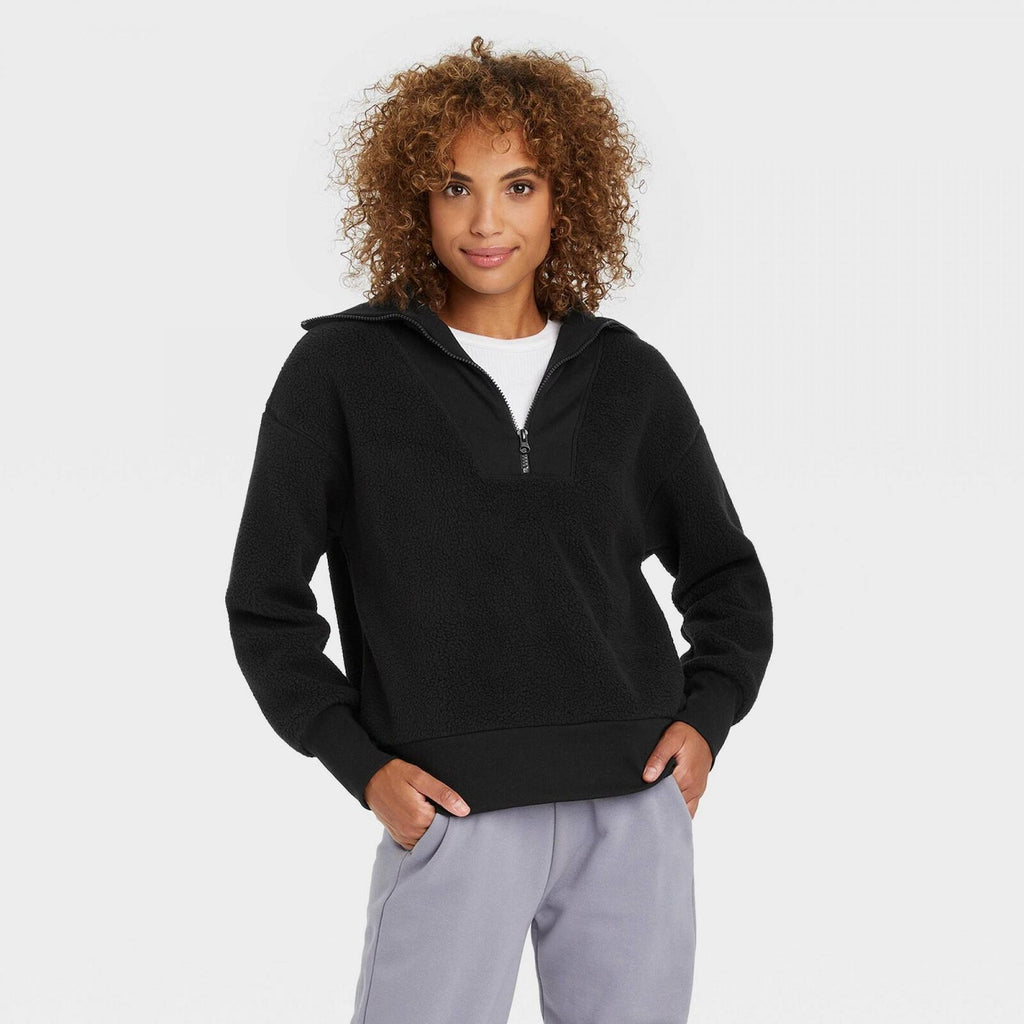 A New Day Women s Sherpa Quarter Zip Sweatshirt Biggybargains