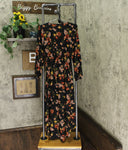 Xhilaration Women's Floral Long Sleeve Deep V-Neck High Low Wrap Midi Dress
