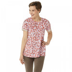 LOGO by Lori Goldstein Women's Printed Cotton Modal Knit Top with Sleeve Detail