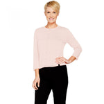 H by Halston Women's Cropped Cardigan with Side Rib Detail Pure Pink Large