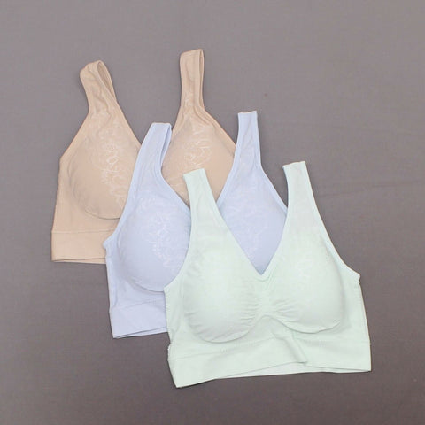 Rhonda Shear 3 Pack Jacquard Ahh Bras With Removable Pads Neutrals