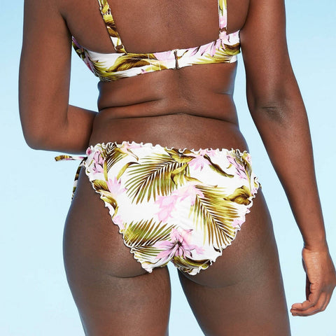 Shade & Shore Women's Textured Side Tie Ruffle Cheeky Bikini