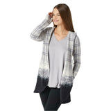 Cuddl Duds Women's Hooded Plaid Dip Dye Fleece Cardigan