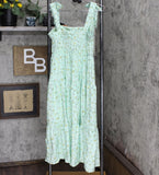 August Sky Women's Decorative Tie Straps Midi Dress Mint Green Multi S