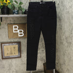 DG2 by Diane Gilman Embellished Distressed Anniversary Jeans 8 Tall Black