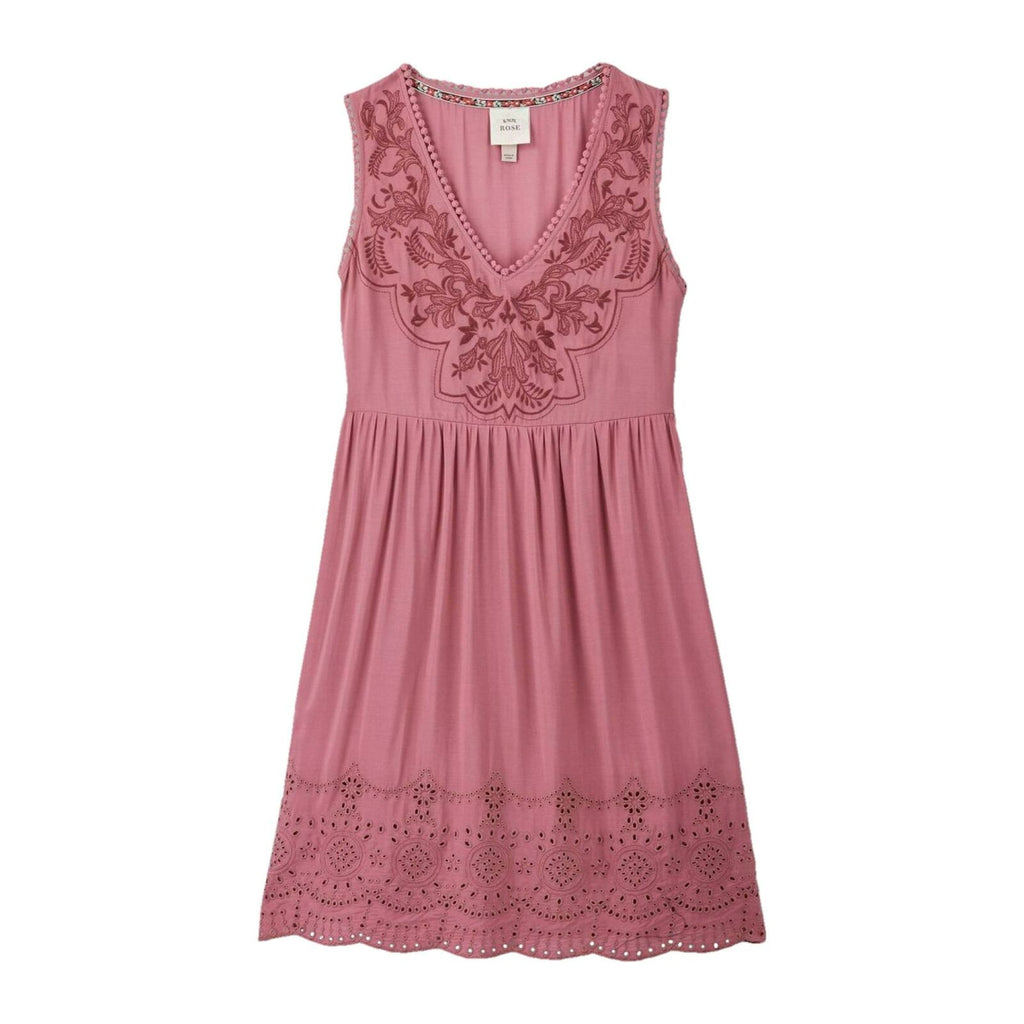 Knox Rose Women's Sleeveless Embroidered Shift Dress With Eyelet Detai –  Biggybargains