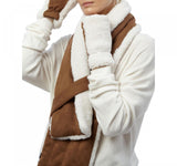 Apparis Ziggy Faux Shearling Wrap Scarf & Gloves Bundle Brown / White One Size