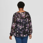 Ava & Viv Women's Plus Size Floral Print Long Sleeve Blouse with Cami