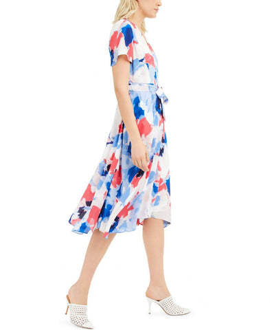 NWT Alfani Petite Floral Belted Midi Wrap Dress. 100097414PT 16