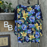 Susan Graver Women's Plus Size Floral Liquid Knit Top with Lace & Chiffon Details