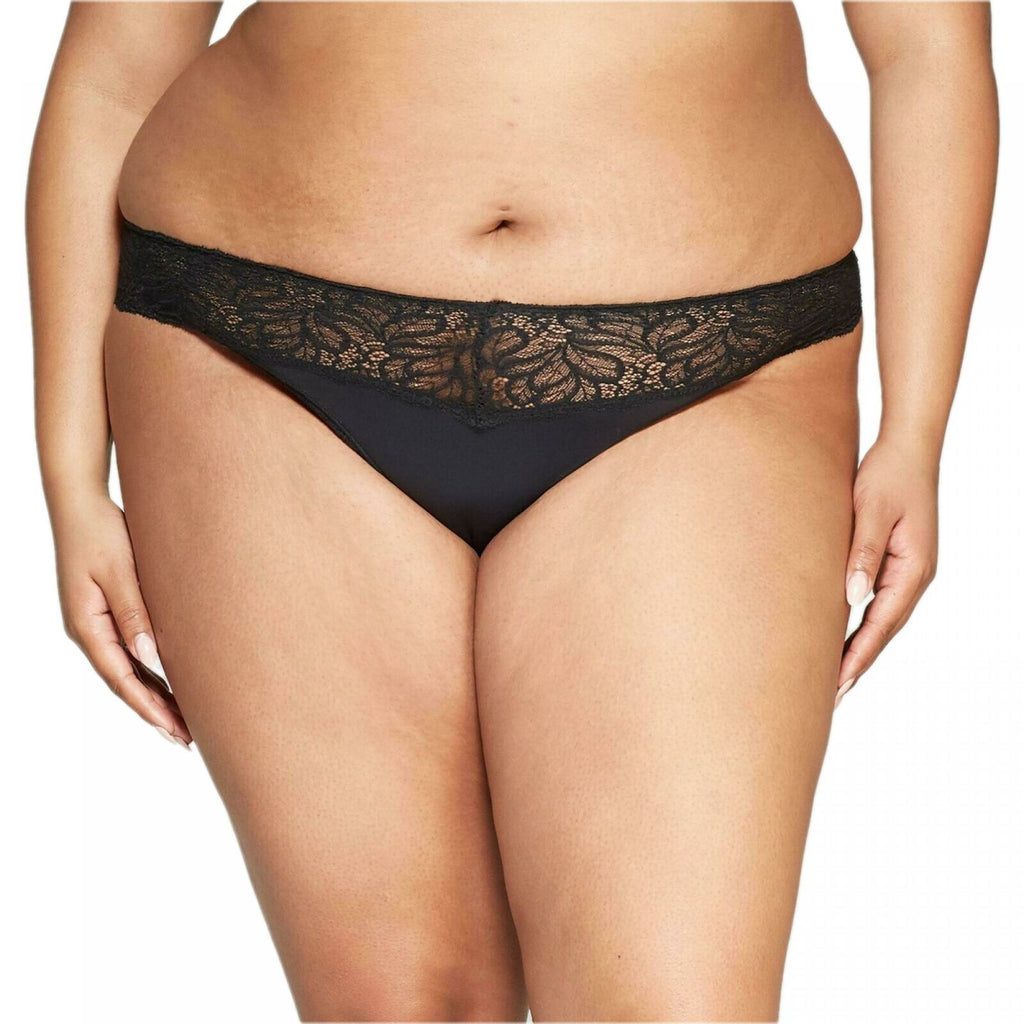 Auden Women's Plus Size Micro Thong With Lace Waistband