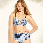 Women's Gingham Tie Front Bikini Swim Top