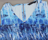 H by Halston Women's Sleeveless Printed Chiffon Overlay Tunic Top Blue XXS