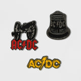 Junk Food AC/DC Badges Lapel Pins 3 Piece Set