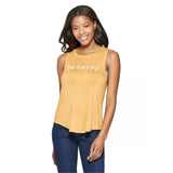 Grayson Threads Women's Be Happy Scoop Neck Graphic Tank Top