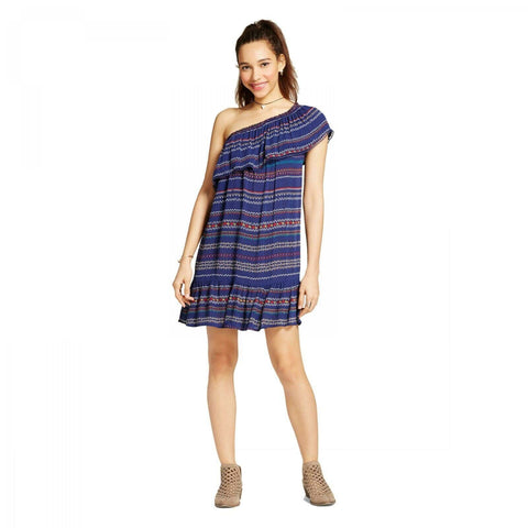 Xhilaration Women's One-Shoulder Shift Dress Navy XS