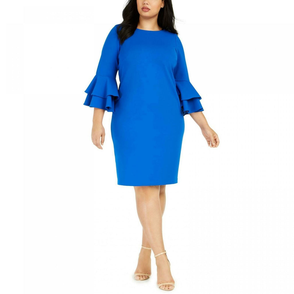 Calvin Klein Chiffon Bell Sleeve Sheath Dress Indigo 6 at  Women's  Clothing store