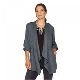 Knox Rose Cinch Waist Drapey Jacket With Rolltab Sleeve and Pockets