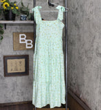August Sky Women's Decorative Tie Straps Midi Dress Mint Green Multi S