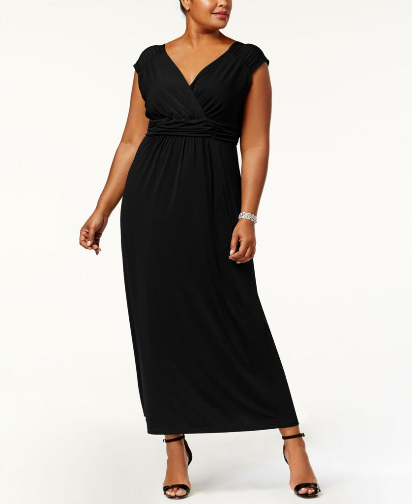 Plus Size Maxi Dress 1X-3X Empire Waist Sleeveless Polyester Blend