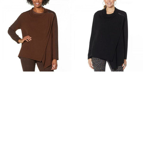 DG2 by Diane Gilman Women's Plus Size Eco Ponte Knit Drape Front Easy Jacket