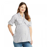 Isabel Maternity by Ingrid & Isabel Long Sleeve Collared Button Down Tunic Shirt