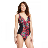 Aqua Green Women's Paisley Blocked One Piece Swimsuit