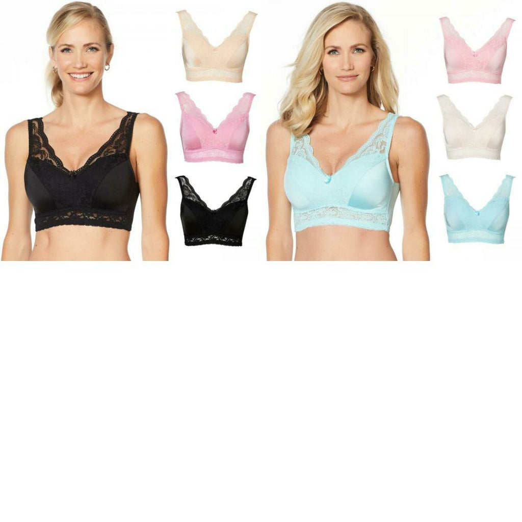 Rhonda Shear 3pack PinUp Bra with Lace Back Detail 