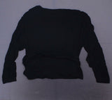 Du Jour Women's Drop Shoulder Long Sleeve Wrap Front Knit Top Black Large