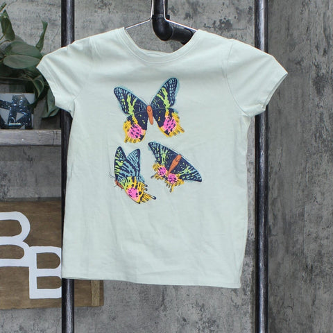 Cat & Jack Girls Butterfly Graphic T-Shirt Tee Green S