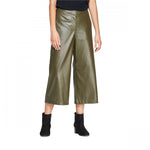 Prologue Women's Faux Leather Regular Fit Mid Rise Wide Leg Pants