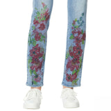 DG2 by Diane Gilman Stretch Floral Slim Leg Jeans Midtone 10 Petite