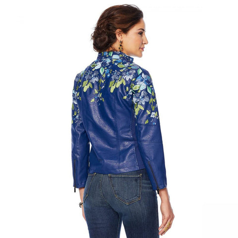 Colleen lopez embroidered faux leather jacket hotsell