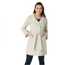 H by Halston Women's Cascade Zip-Front Twill Knee-Length Coat. A351191