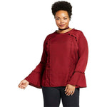 Ava & Viv Women's Plus Size Ruffle Trim Blouse Maroon X