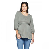 Isabel Maternity by Ingrid & Isabel Crewneck 3/4 Sleeve Sandwashed Top