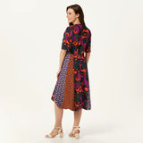 LOGO by Lori Goldstein Women's Woven Mixed Print Dress